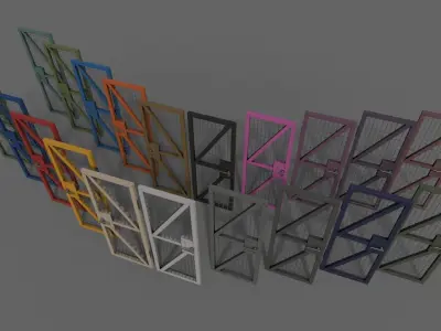 PBR Metal Door Fance B Low-poly 3D model