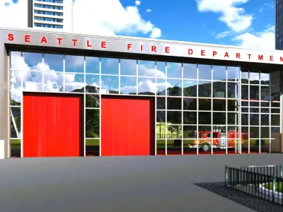 FireStation Building 02 Low-poly 3D model