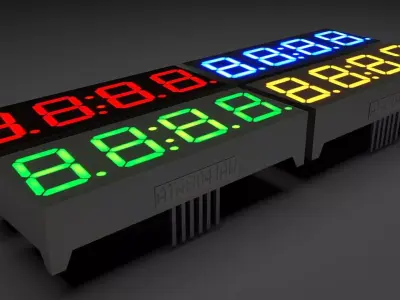 Illuminated Clock 7 Segmented LEDs Set 3D model