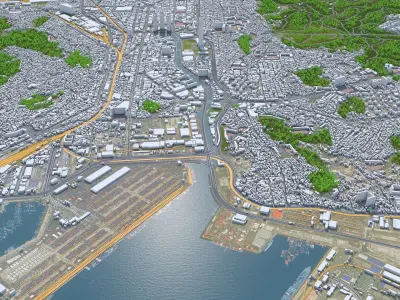 Busan Downtown South Korea Low-poly 3D model