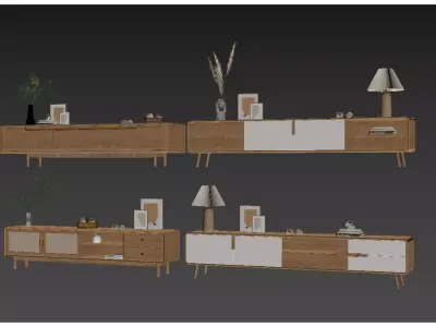 Nordic-style TV cabinet Low-poly 3D model