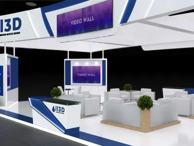 Exhibition Stand Stall Four Side Open 14X6 3D model