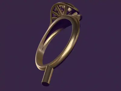 Ring  architectural rose with a stone for casting 3D print model