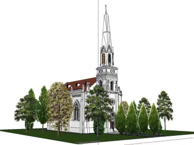 Architecture-Religion-God-Culture-Temple-0303 church with ste... 3D model