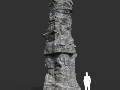 Low poly Gray Cliff Rock 200915 Pack C Low-poly 3D model