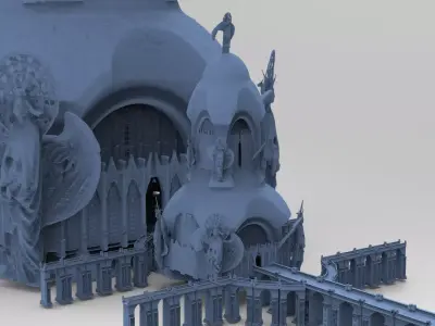 Angelic Holy Tower 4 With Holy bridges 3D model