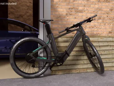  Urban Electric Bike with Integrated Battery Black Rigged for Cinema 4D 