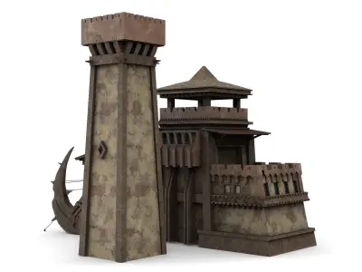 Fantastic Castle Low-poly 3D model