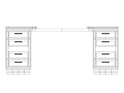 table wooden desk with drawers 3D model