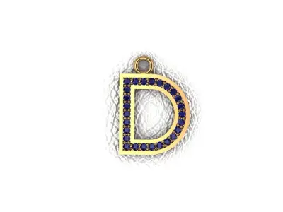 Alphabet Collection cross pendant with sapphires 3D print model