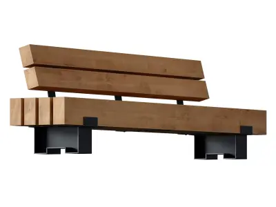 Wooden bench made of timber 3D model