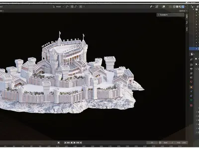 Medieval Town City Building Castle Tower Blender Low-poly 3D model purchase