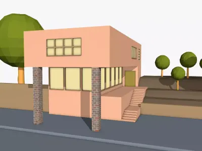 Cartoon Office Scene  3D model