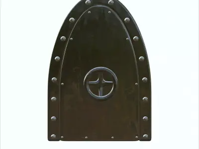 Rustic Submarine Steel Door with Rivets and Wheel Handle 3D model