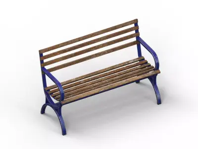Old Street Bench Low-poly 3D model