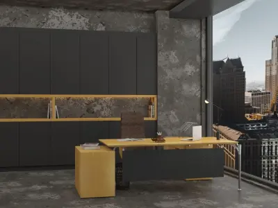 3D Modern Office Interior Design  Low-poly 3D model