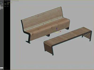 Modern Wood and Metal Bench Set for Urban Spaces 3D model