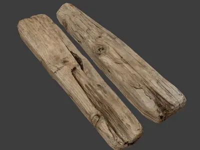 Wooden Plank Low-poly 3D model