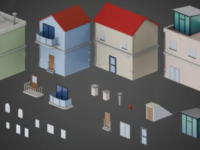 City Buildings Low-poly 3D model