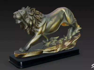 Lion Statue V51 Low-poly 3D model