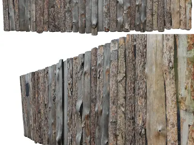 Wooden Old Fence Scan 3D model