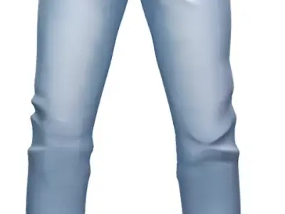 Blue Jeans - Classical White Pants - Trousers - Casual Leg Wear 3D model