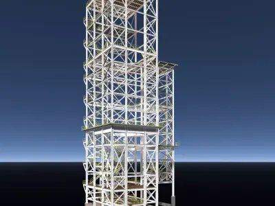 Industrial tower building in structure 26i02 3D model