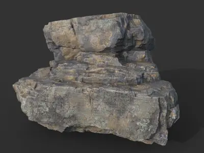 Realistic Granite Rock 02-250609 Low-poly 3D model