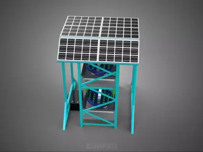 TOWER POWERED SOLAR PANEL PV ROTARY HYDROPONIC GARDEN PLANT FARM 3D model