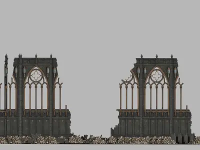 Shrine of the Aquila Ruin Backdrop Set Low-poly 3D model