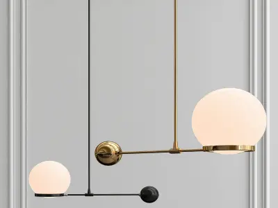 CONTRAPESSO pendant light with three balls hanging from it 3D model