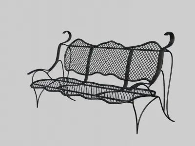 Street furniture set Low-poly 3D model