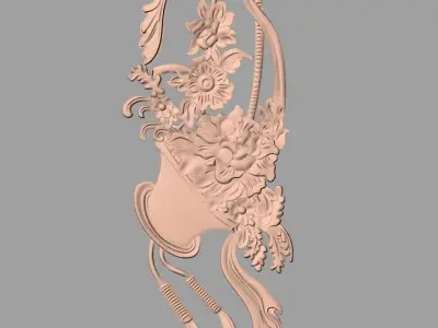 Bed door flower 3D relief STL model for CNC engraving E523 3D model