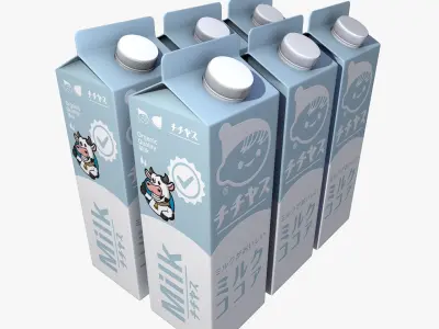 Japanese Milk Carton Box Low-poly 3D model