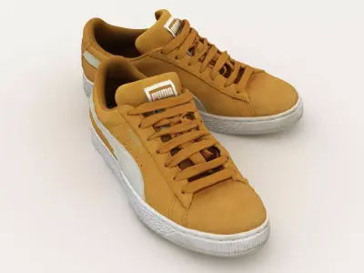 Yellow Suede Puma Sneakers 3D model