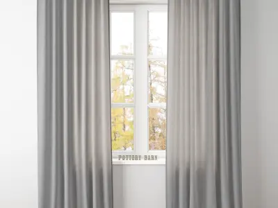 TEXTURED COTTON TAB-TOP DRAPE-Pottery Bar 3D model