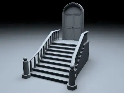 Fancy Historical Building Entrance Low Poly Game Model Low-poly 3D model