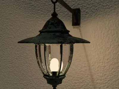 outdoor lamp - exterior outside light - old bronze antique Low-poly 3D model