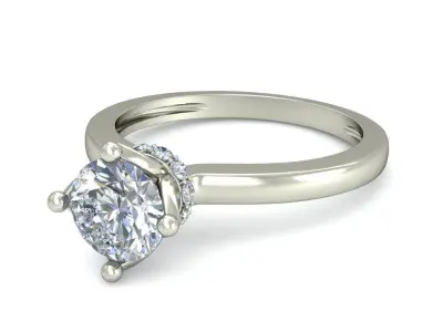 Light Weight White Gold Diamond Ring  -VJR36 3D print model