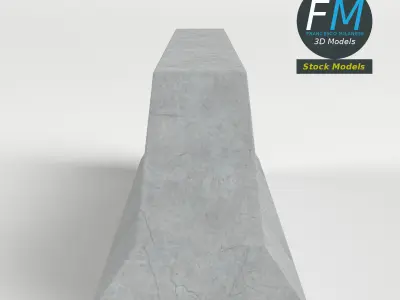 Concrete road barrier 3D model
