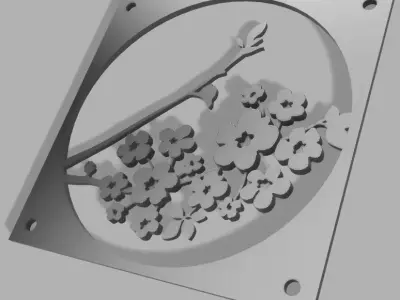 Sakura Cherry Blossom Fan cover 120mm 3D print model