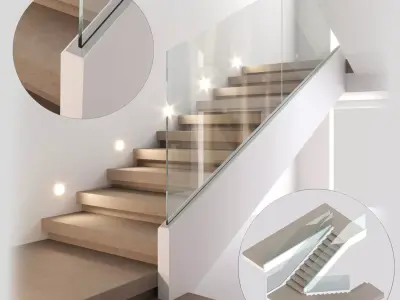 Modern interior stair 13 3D model