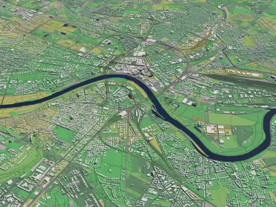 Dresden Germany 25x25km 3D City Map 3D model