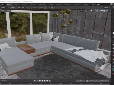 Cozy Interior Set Free 3D model