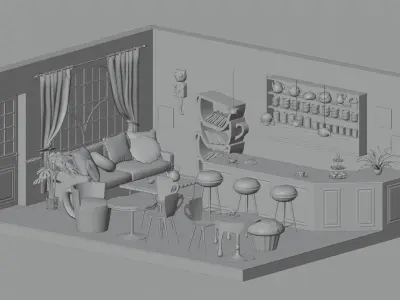 Teahouse Low-poly 3D model