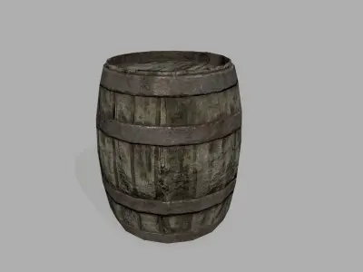 Wooden Barrel Low-poly 3D model