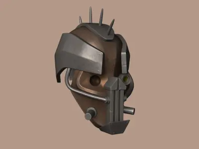 Steampunk Robot Helmet - SciFi Character Design Low-poly 3D model