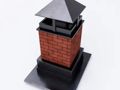 Chimney with skylight 3d model  Low-poly 3D model