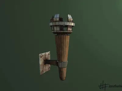 Torch and Scone Low-poly 3D model