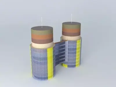 Cable 8 building with two towers 3D model